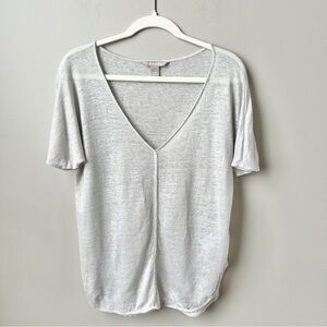 Banana Republic Linen T-shirt Women's Small Gray Silver Lightweight Knit Beachy